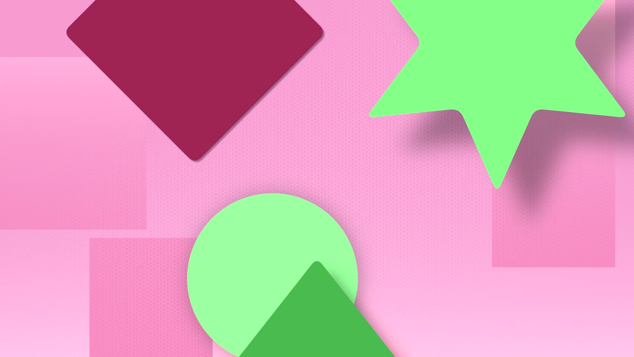 bucle de fondo colorido de diferentes formas geométricas coloridas en movimiento e intersección.