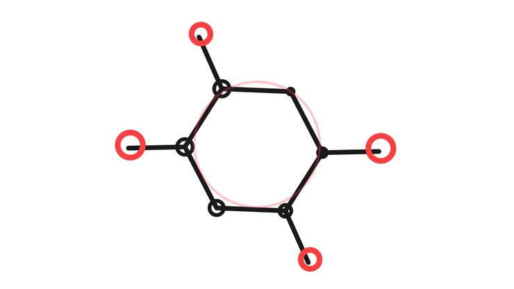 Diagramma geometrico animato che collega nodi a un cerchio centrale