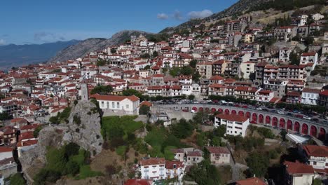 aerial reveal of aranchova, greece, ski resort close to delphos