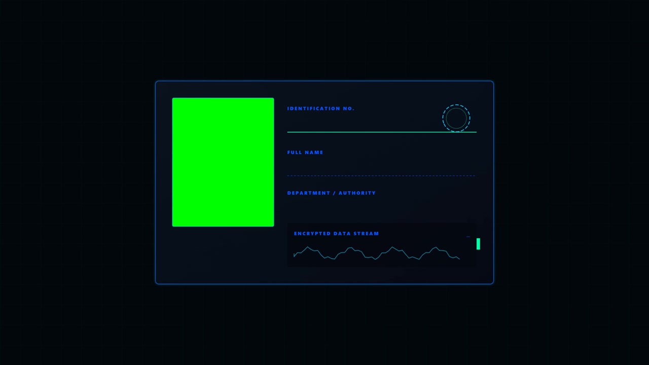 Futuristic Digital Identity Interface with Green Placeholder Screen