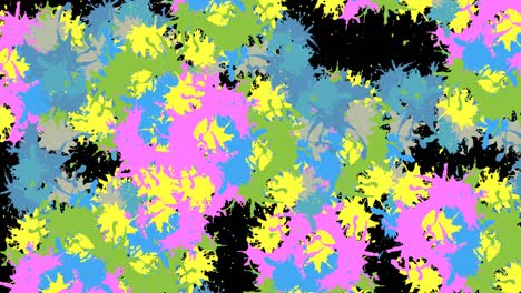 Animation-of-multi-coloured-splashes-of-paint-on-black-background