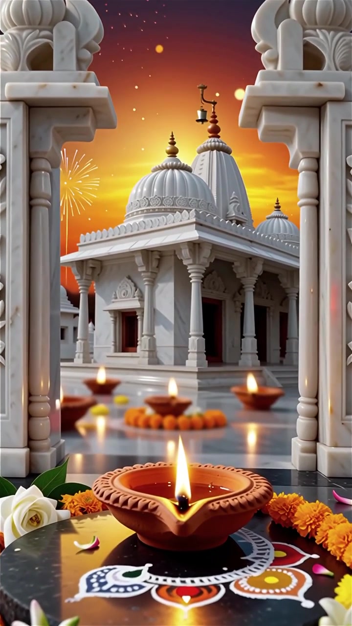 Sfondo del Festival Diwali con lanterne e decorazioni tradizionali Diyas.