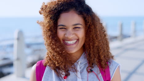 travel, holiday and face of black woman by