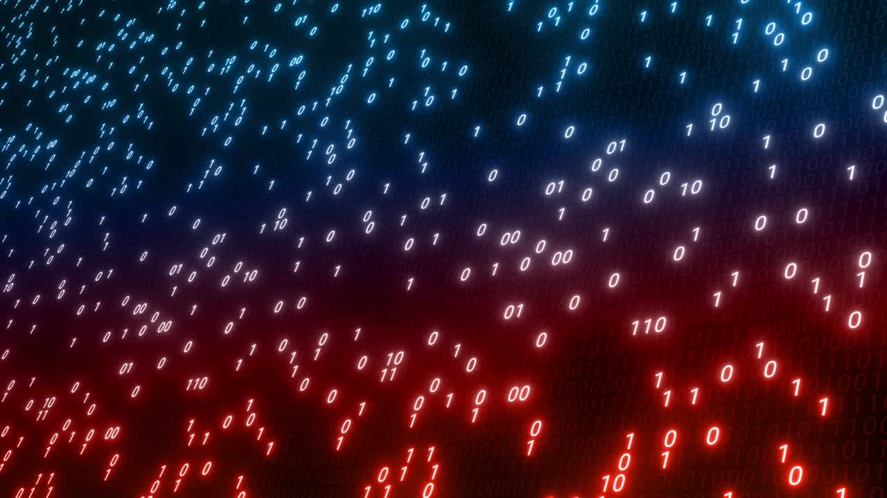 Hacking digital binary code matrix 01 background loop. Hacker, dark web, matrix, Digital data code in safety security technology concept.