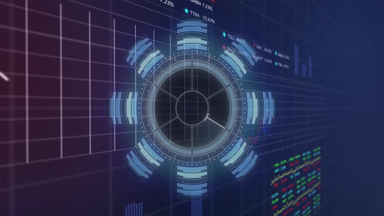 animación del procesamiento de datos científicos sobre un fondo oscuro