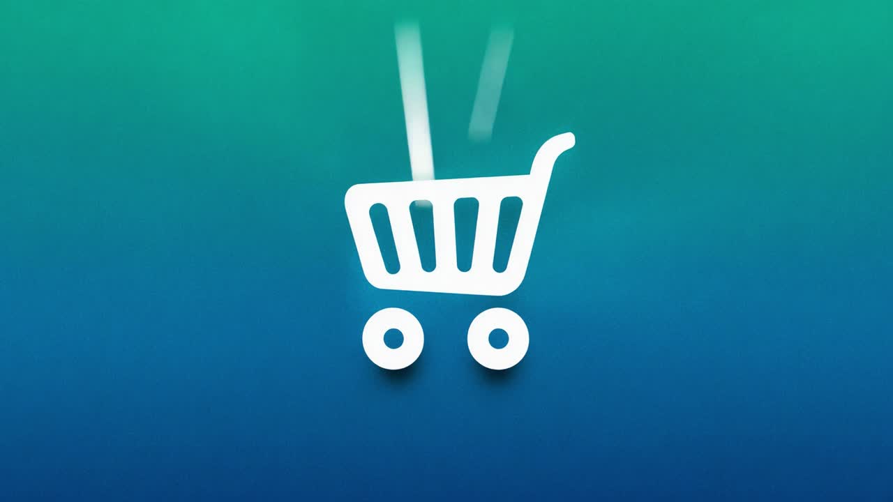 Una rappresentazione dinamica dell'engagement nell'e-commerce: dal carrello vuoto a quello pieno di prodotti entusiasmanti in un ambiente digitale colorato.