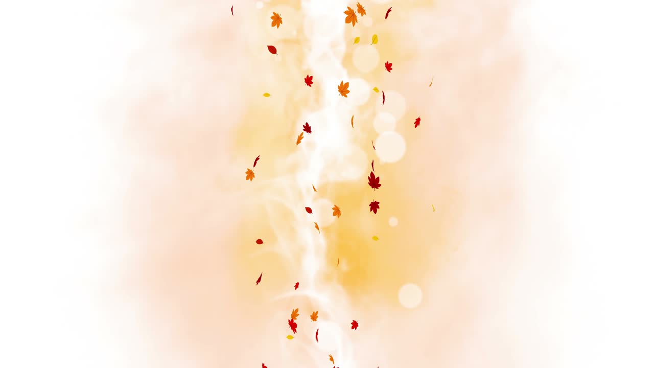 빛 은 잎은 빛과 함께 가을의 배경에서 흔들립니다. 아름다운 자연 장면. 일러스트레이션 메이플 잎. 가을 추상적인 그래픽. 루프 애니메이션.