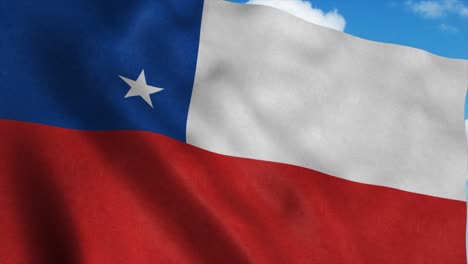 chile flag waving in the wind, blue sky background. 4k