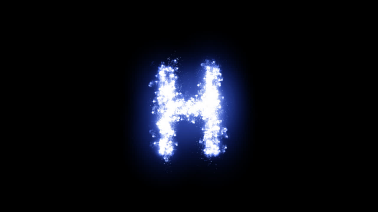 Lettera H luminosa con stelle scintillanti su sfondo trasparente