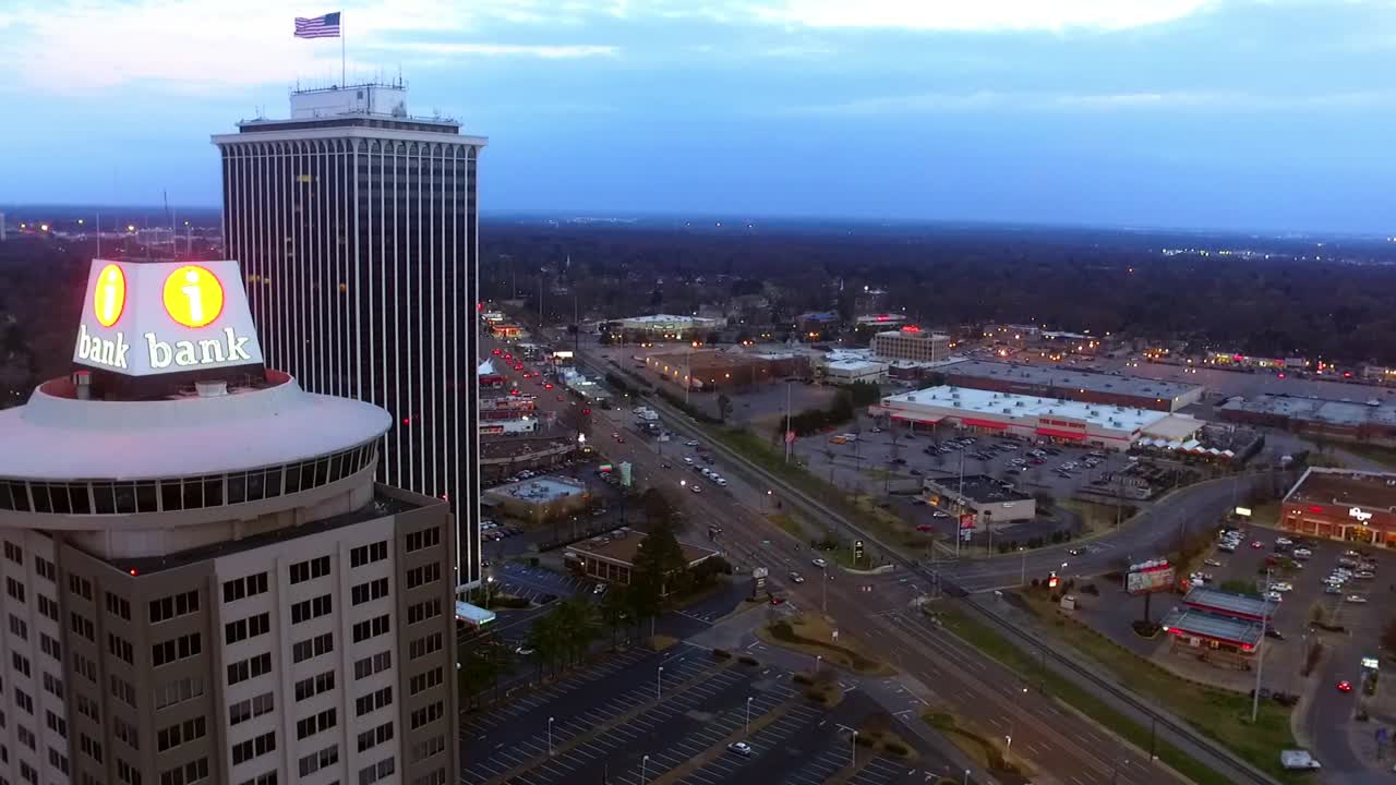 Tall buildings in Memphis, Tennessee, drone view