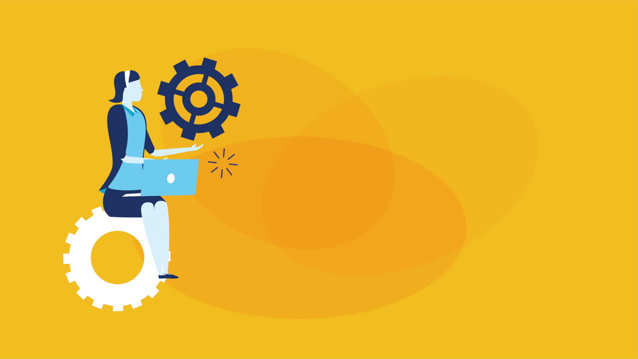 businesswoman worker with laptop and gear