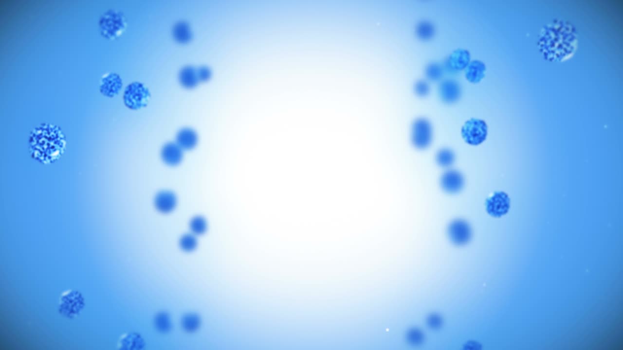 구형의 바이러스 세포 - 감염을 일으키는 병원성 바이러스 - 인간 바이러스의 루프 애니메이션 - 박테리아 미생물 - 바이러스 질병 발병