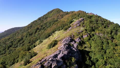 Aerial-pullout-rocks-atop-Snake-Mountain,-Snake-Mountain-NC,-North-Carolina-near-boone-nc-and-blowing-rock-nc