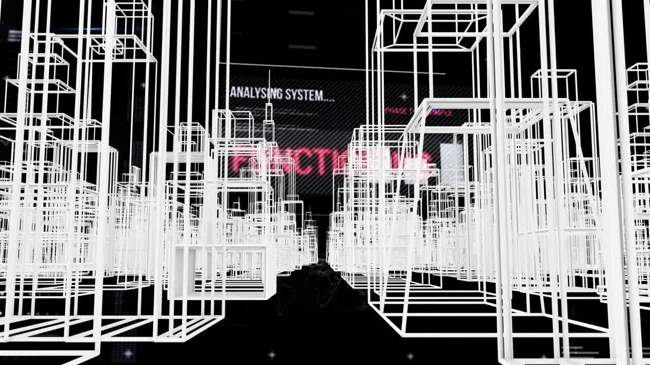 3d 아키텍처 모델로 데이터 처리 및 메시지 표시 및 기록의 애니메이션