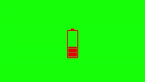 animación del cargador. resolución 4k. indicador de batería de carga rojo con fondo de pantalla verde