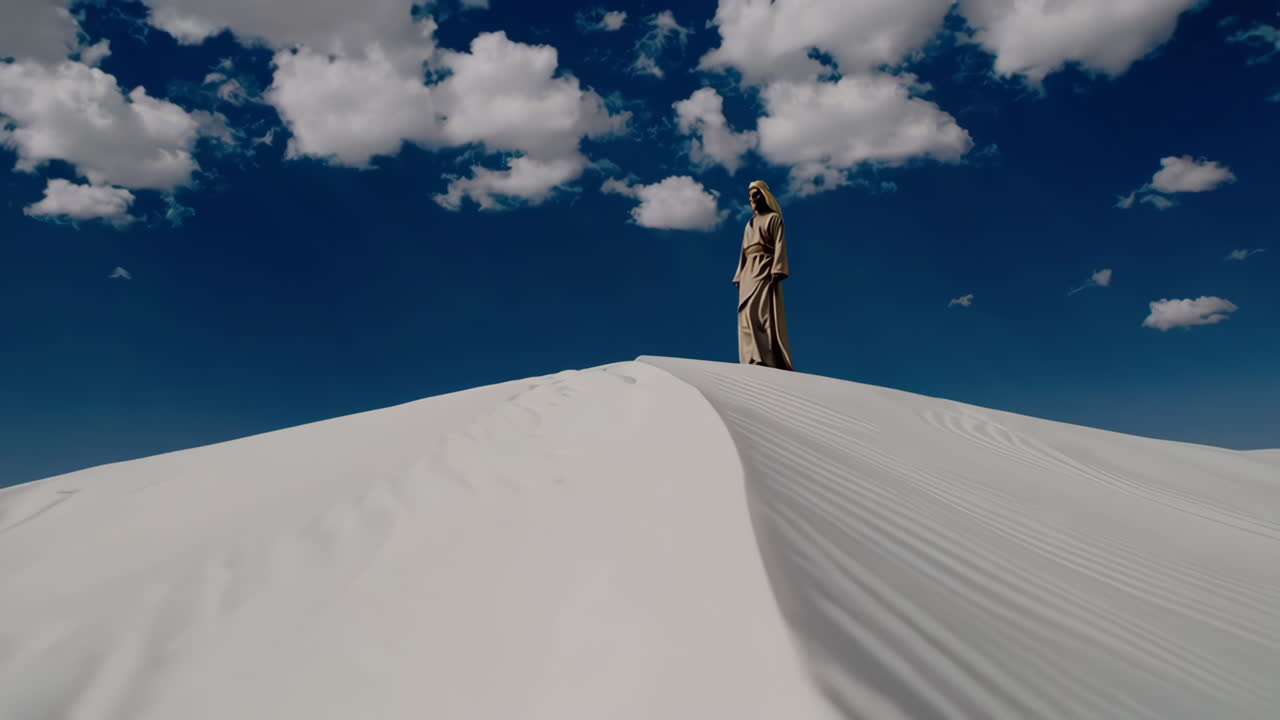 figura religiosa en el paisaje del desierto