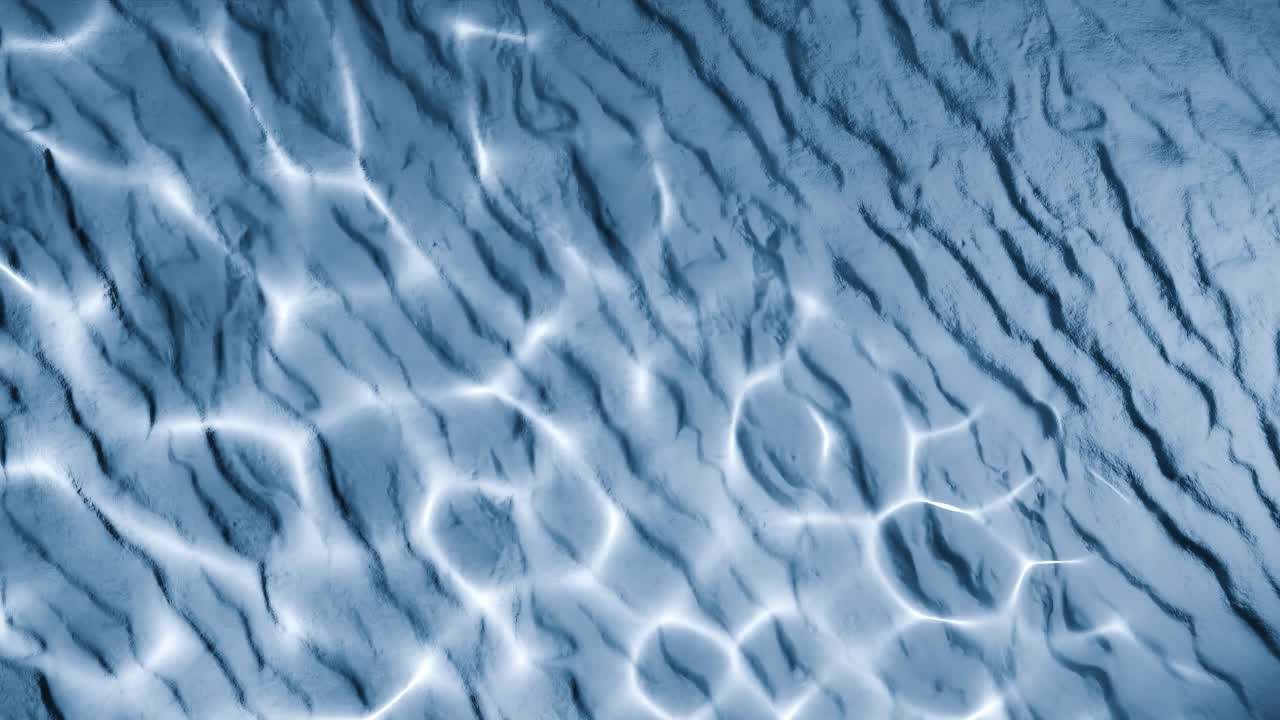 Water reflection light pattern on wrinkled blue sand surface. Abstract natural overlay with wavy lines and sunlight ripple effect. Design for wallpaper, banner, postcard, greeting card, poster,