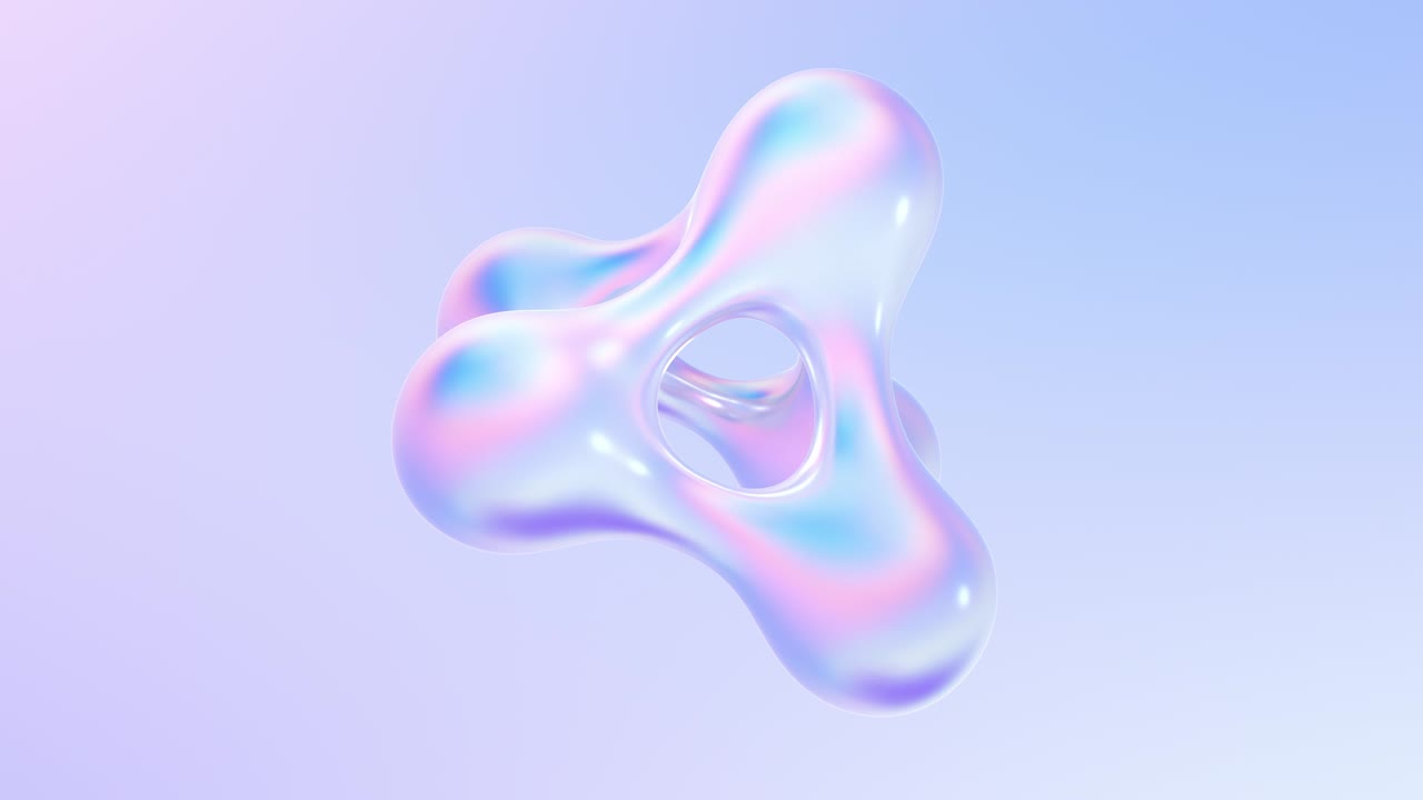 홀로그램 액체 금속 3d 렌더링 액체 모양
