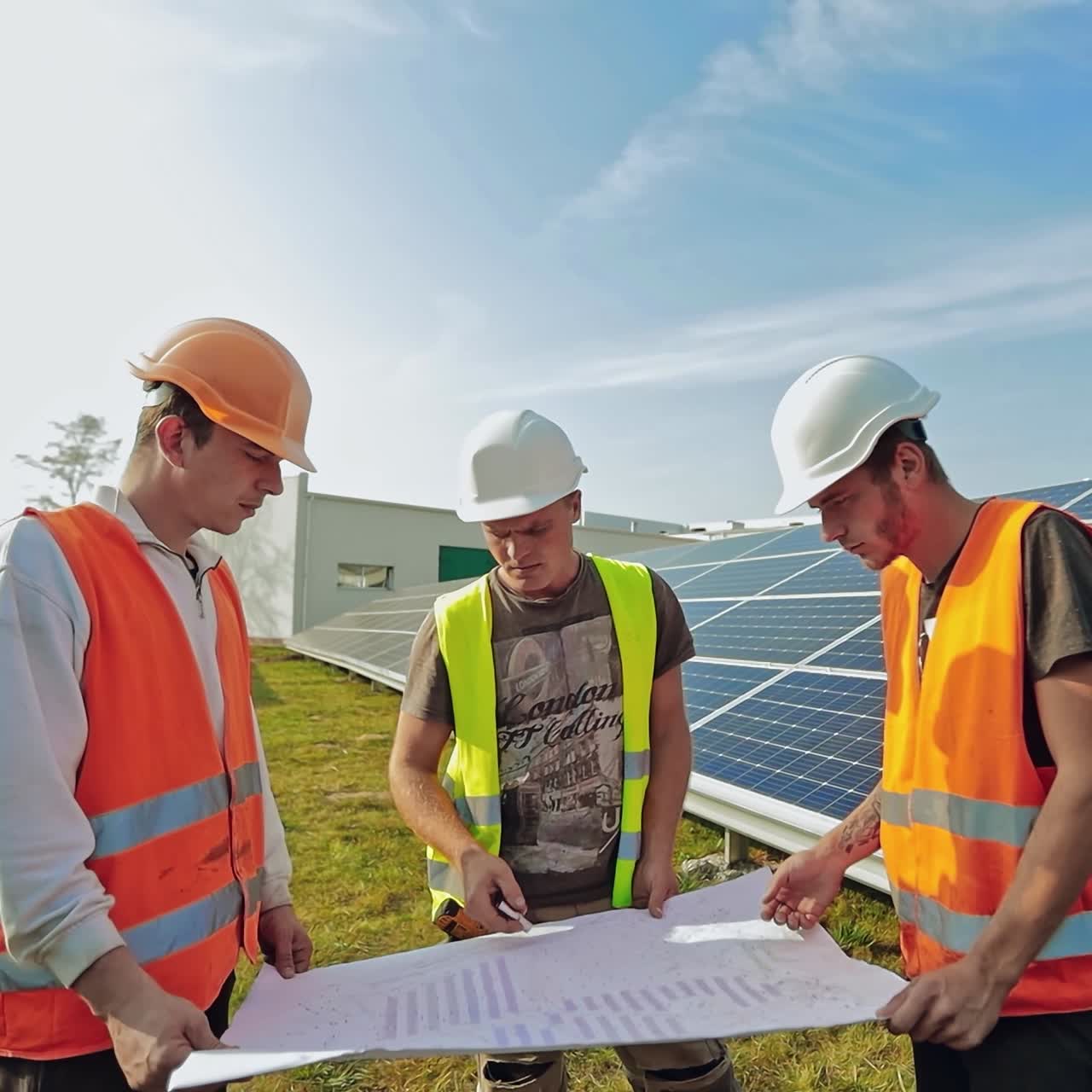 Engineers of solar power station