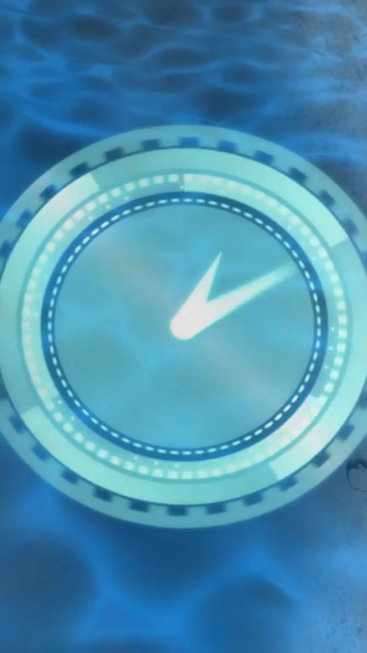 Animation of clock moving fast over blue pattern background