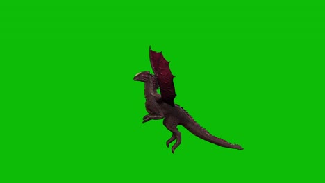 dragon fantasy creature, monster, flying idle on green screen, side view seamless loop 3d animation.