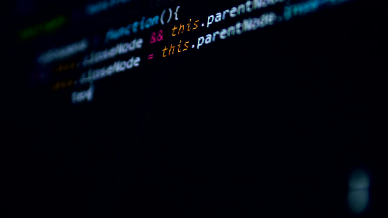 4K. Computer Security concept. Hackers Data code scrolling on computer screen.