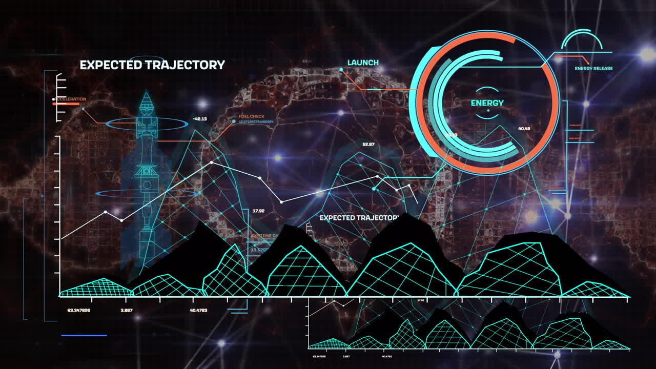 animación del círculo de procesamiento, gráficos, adn y procesamiento de datos en fondo negro