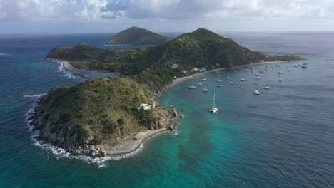 aerial: british virgin islands - cooper island - drone shot flying forward