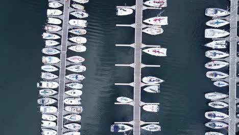 the port of concarneau in brittany , droneshot from above