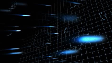 luces brillantes y ecuaciones matemáticas