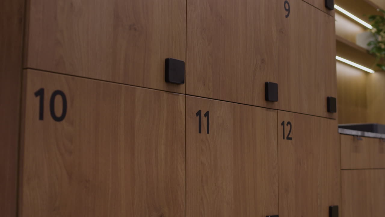 Wooden lockers with numbers