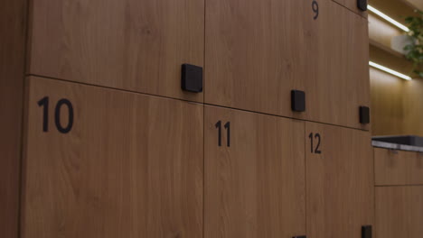 wooden lockers with numbers
