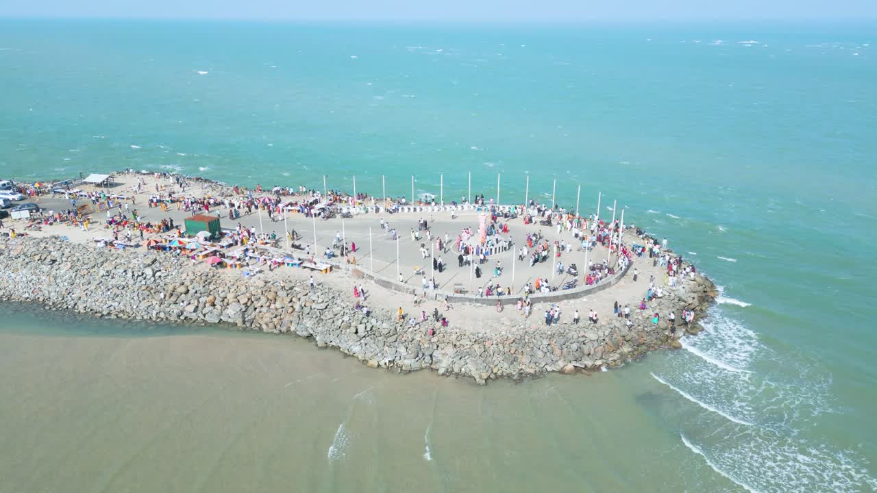 Aerial view of Ram Setu, dhanushkodi, Rameswaram Island, Tamil Nadu, India