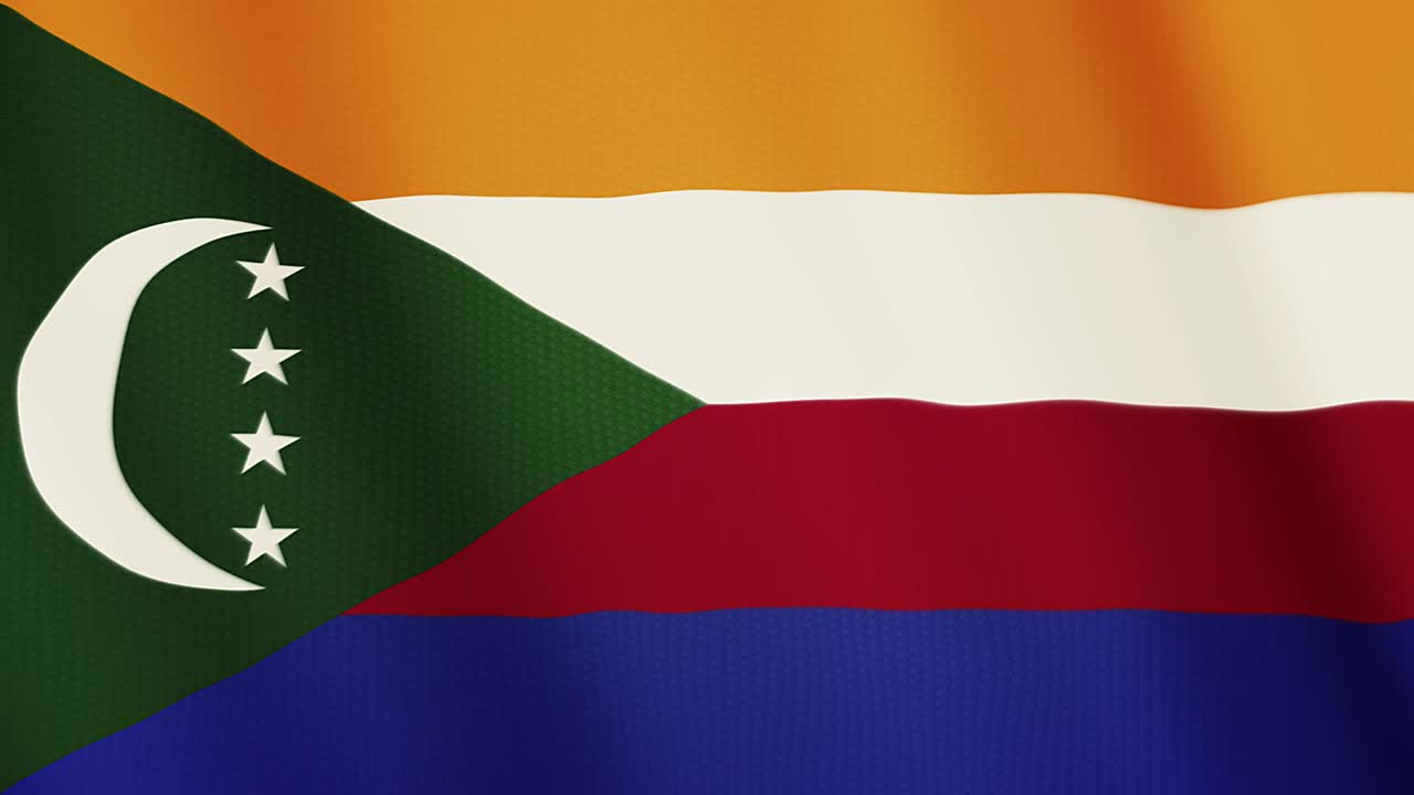 코모로 발을 흔들고 있는 애니메이션. 전체 화면. 국가의 상징