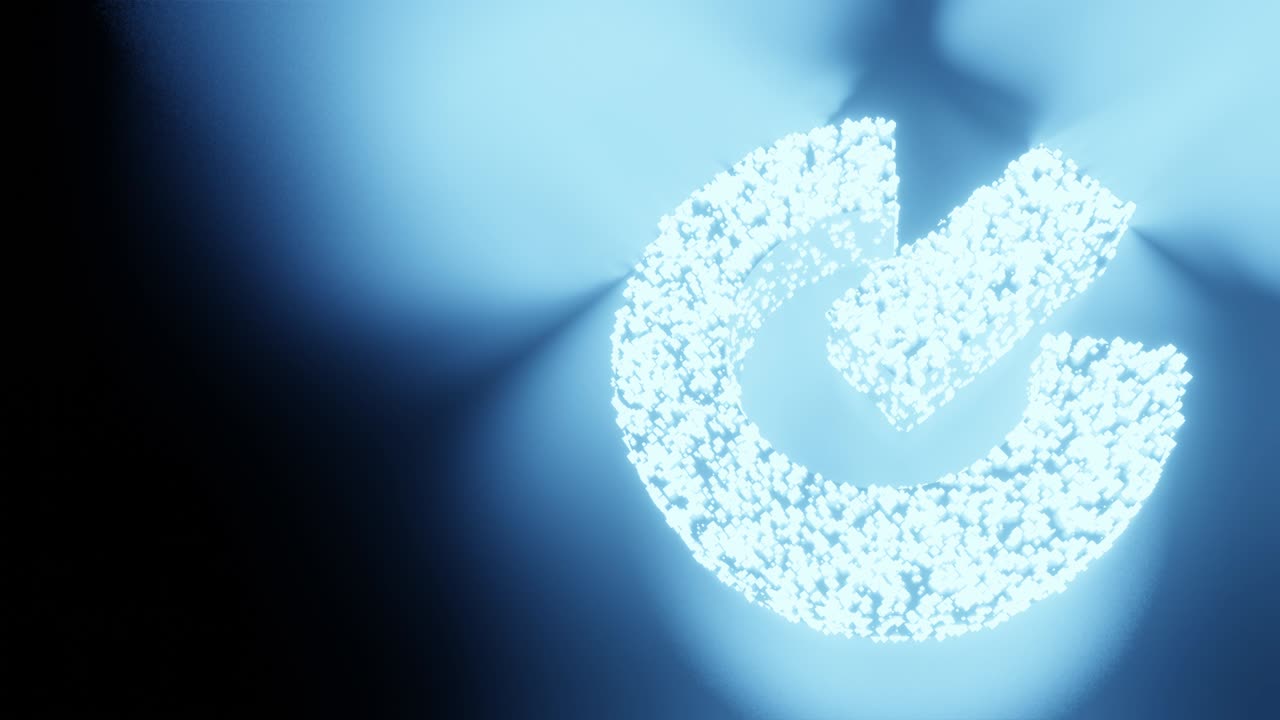 파워와 기호 빛나는 미래의 입자 3d 렌더링 큐브 다각형 패턴, 기술 스타트업 개념 디자인 검은 배경 애니메이션 4k 복사 공간