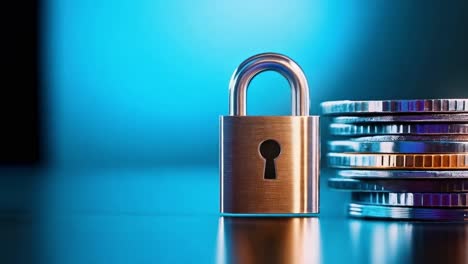 financial security with lock and coins