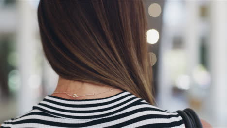 portrait of one businesswoman looking back