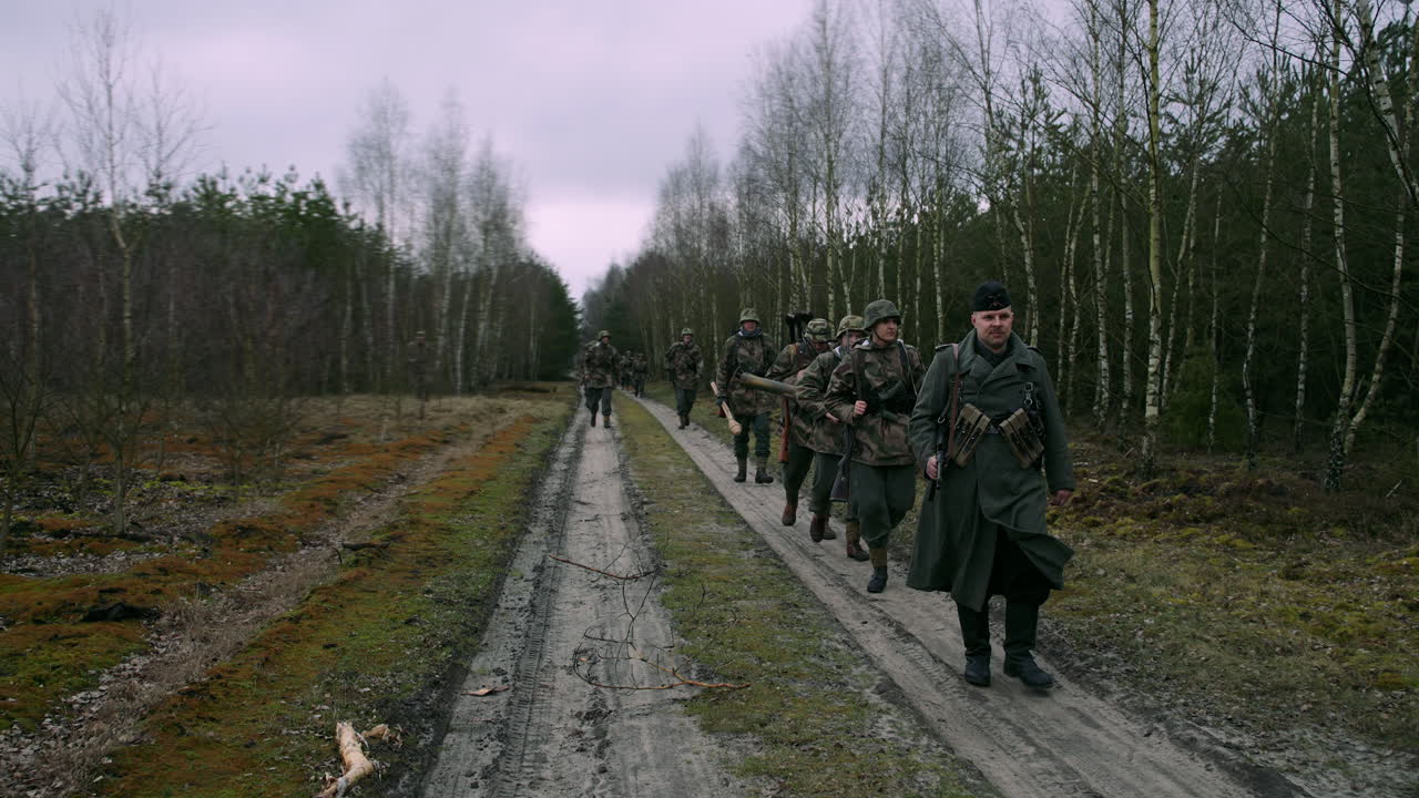 German Soldiers Marching Through a Forest