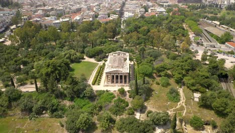 temple of hephaestus athens, greece, full boomerang orbit shot in 4k