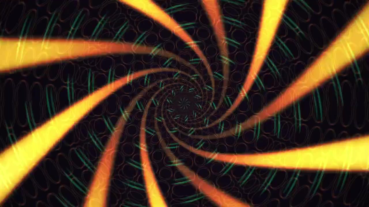 Tunnel a spirale astratto con scie di luce gialla luminose