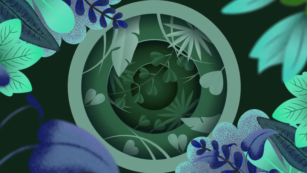 hojas de plantas marrones, verdes y azules sobre escáner circular giratorio