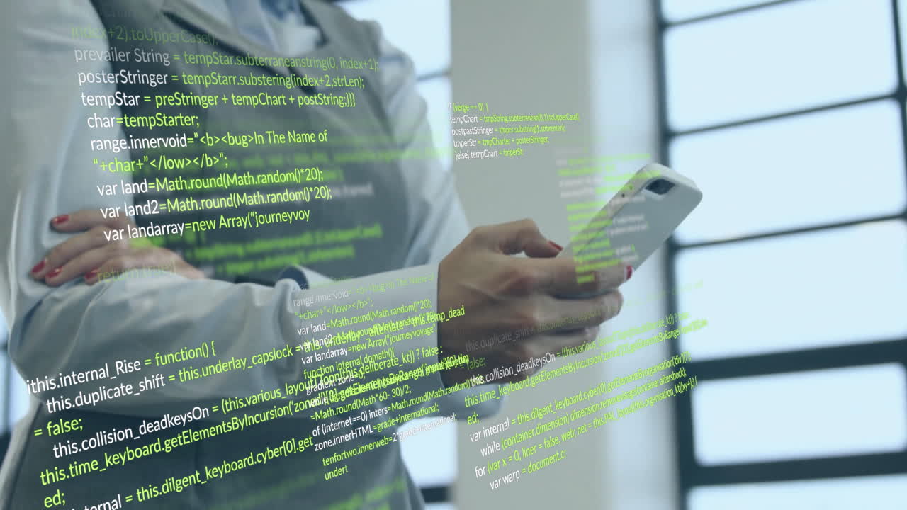 Animation of statistics and data processing over caucasian businessman using smartphone in office