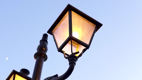 beautiful orange lamp with the blue hour sky in the background