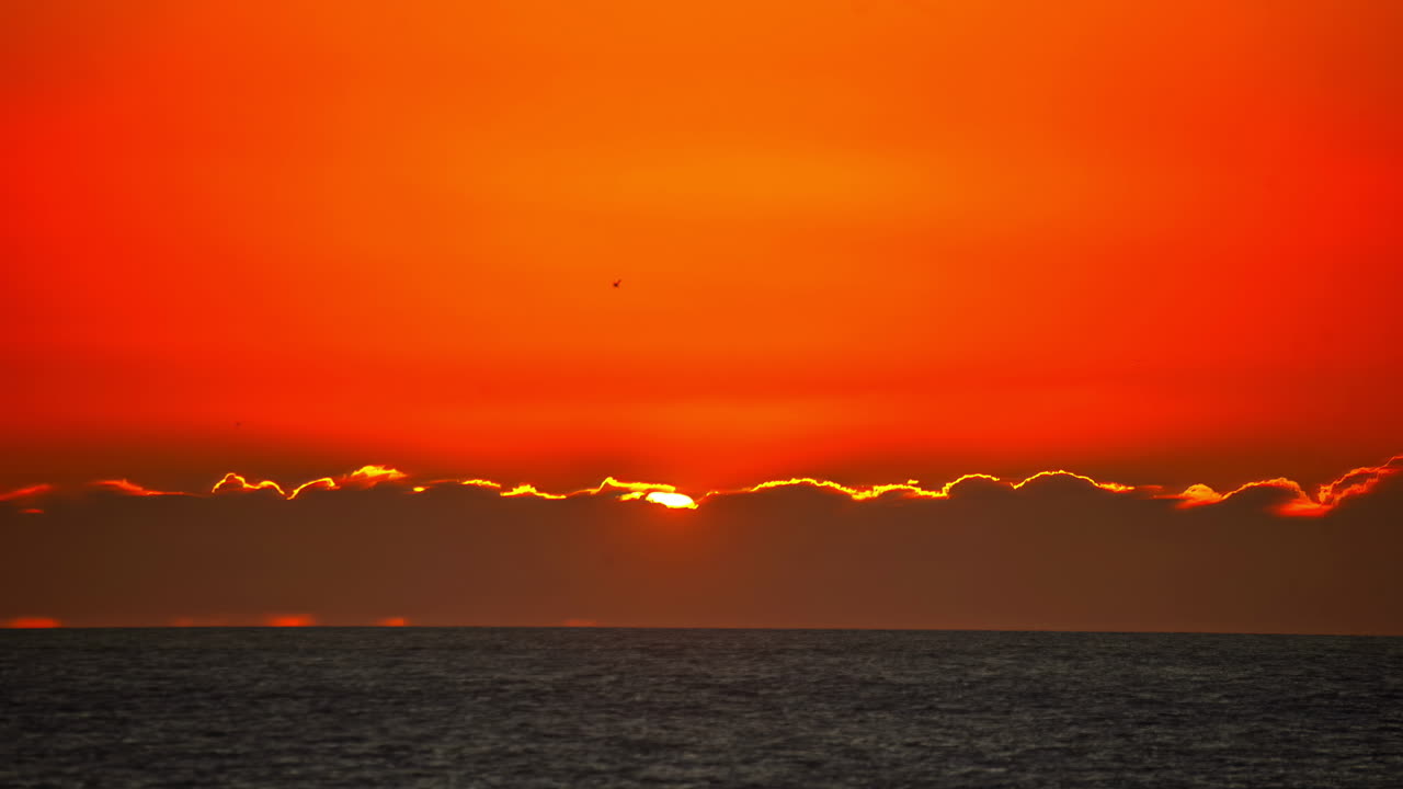 바다 지평선 위의 거대한 은 일출, 타임 스 뷰