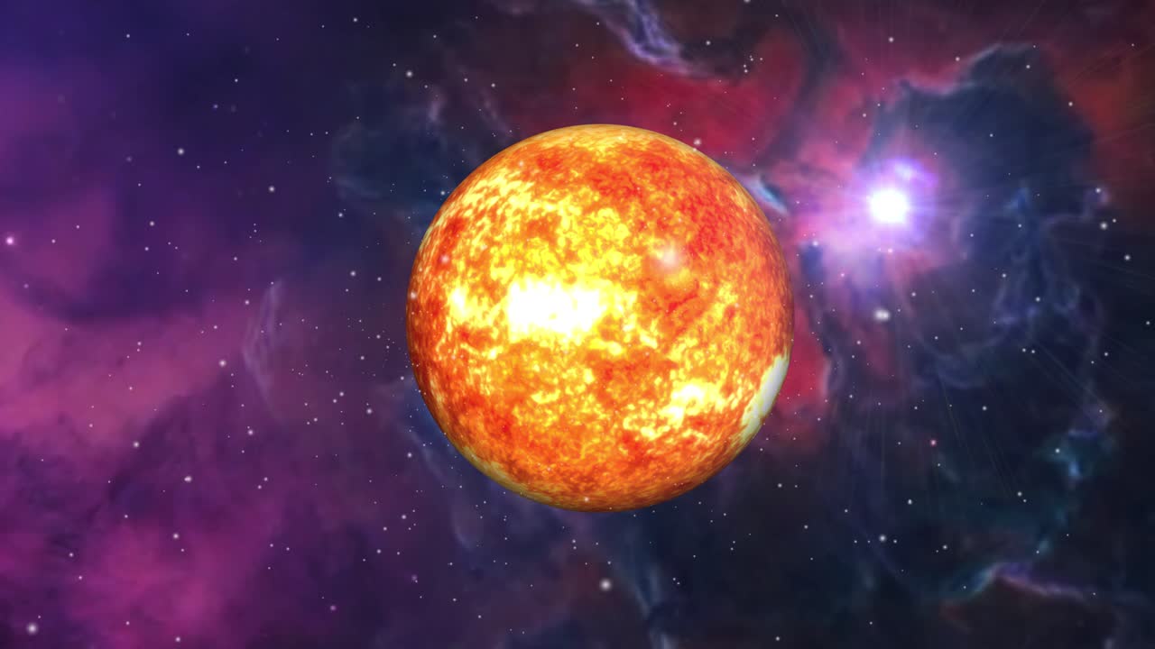 el sol brillante en el universo sobre un fondo de nubes nebulosas