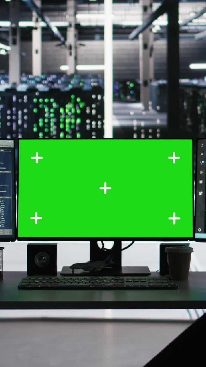 Vertical Video Green Screen Computers In Data Center Managing Energy Consumption