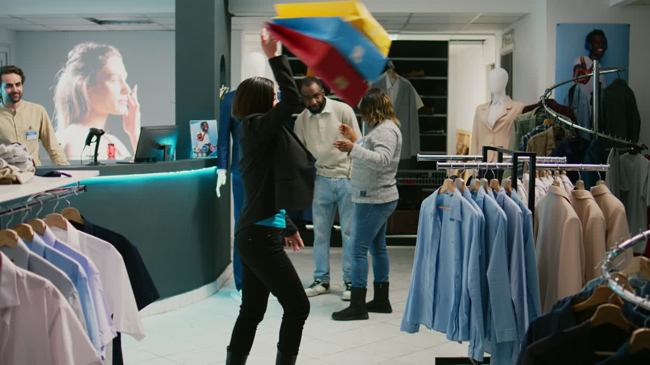 People Shopping in a Clothing Store