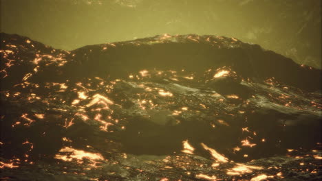 molten lava flow creating glowing landscape at volcanic site
