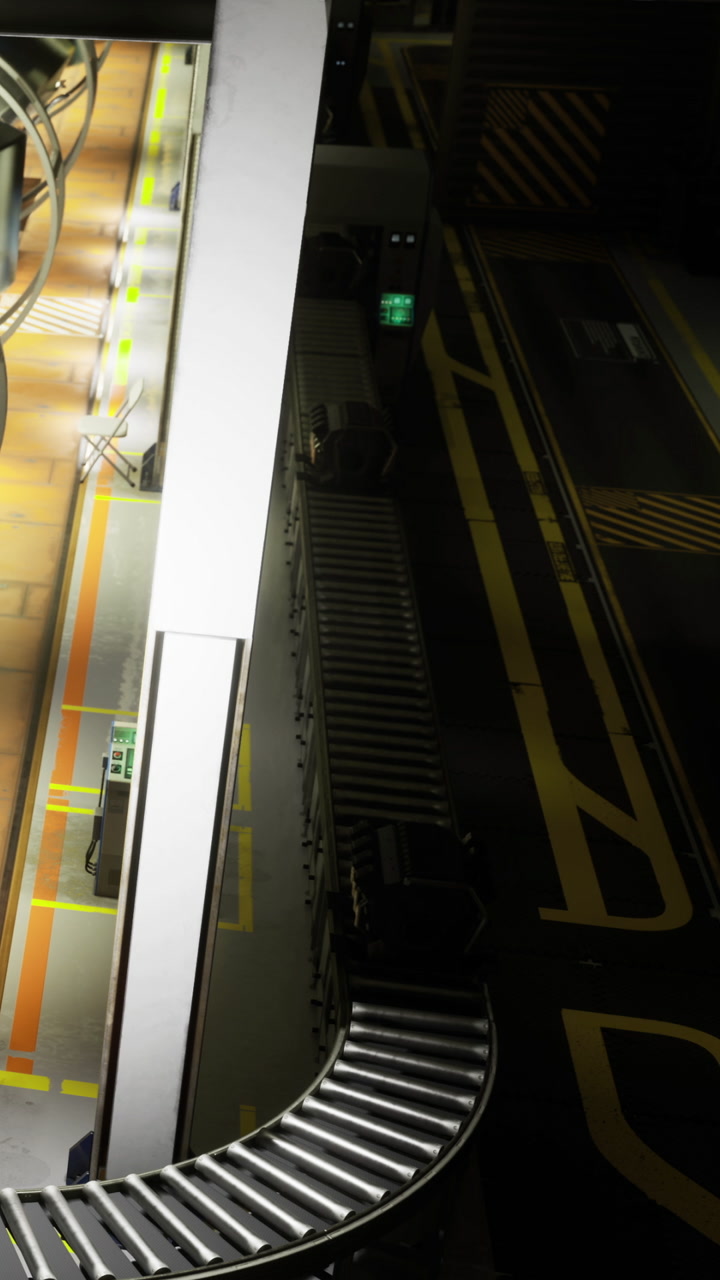 Conveyor system transports packages in a modern logistics warehouse