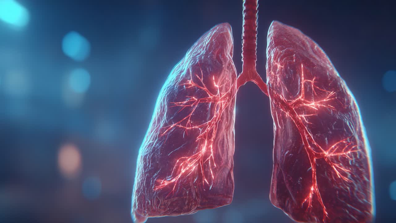 Visualizzazione della struttura complessa e della funzionalità dei polmoni umani: uno sguardo dettagliato alle dinamiche del sistema polmonare in un rendering in 3D vivace